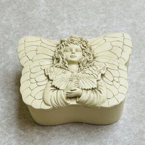 2001 Angelstar Fairy Butterfly Moth Wishing Box Trinket Box Vintage Decor